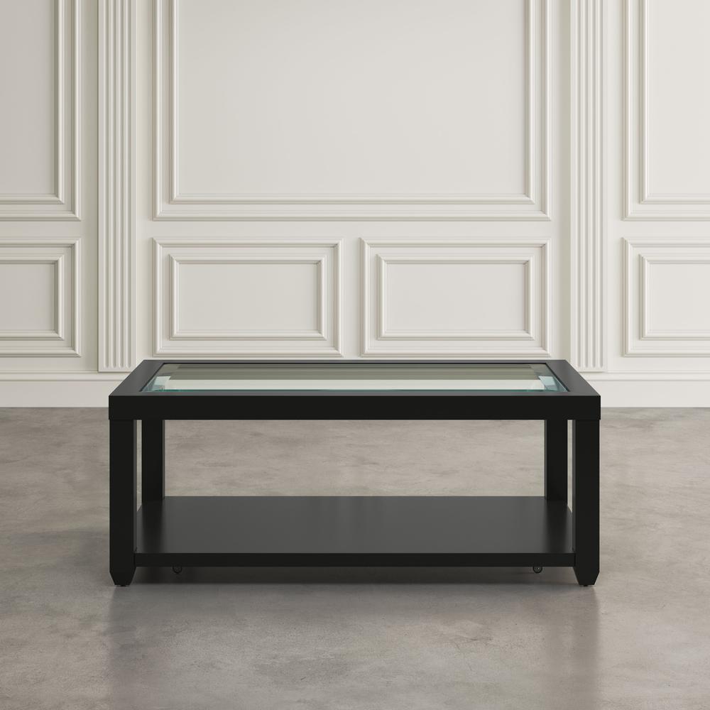 Contemporary Rectangular Glass Inlay Coffee Table. Picture 7