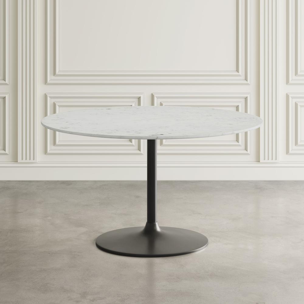 54" Modern Luxury Pedestal Round Marble Dining Table. Picture 6