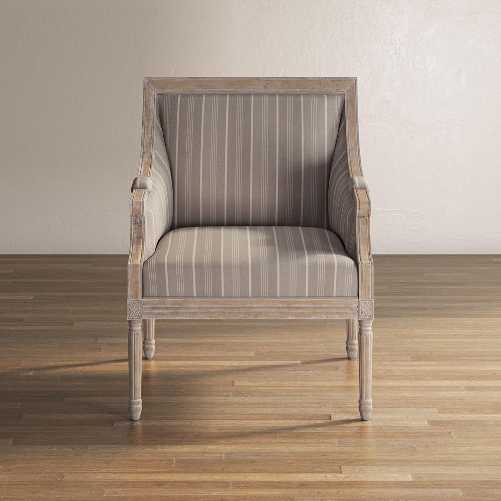 McKenna French Detailing Upholstered Accent Chair, Taupe. Picture 3
