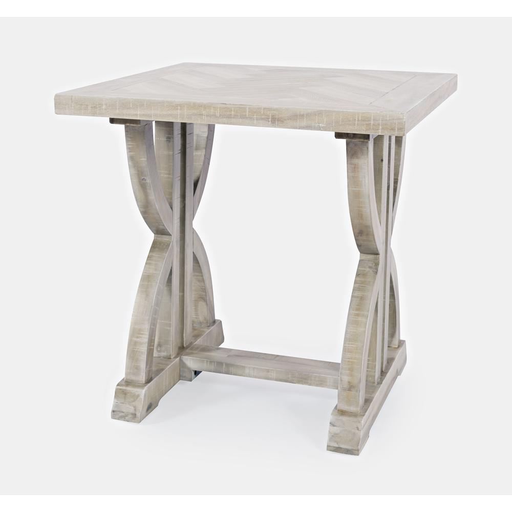 Transitional Herringbone Distressed Acacia End Table. Picture 2