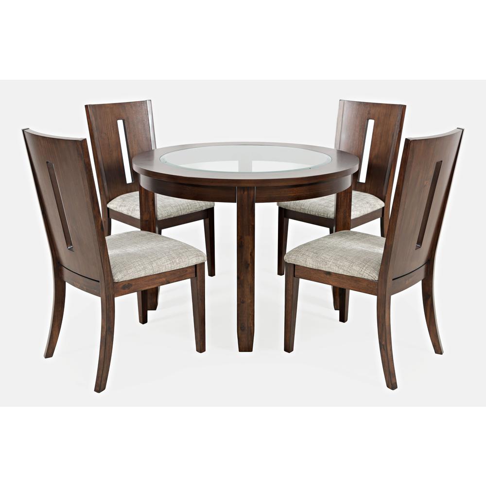 Contemporary 42" Round Five-Piece Dining Set with Upholstered Chairs. Picture 1