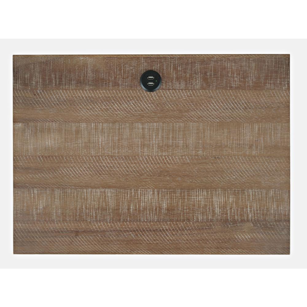 Contemporary Coastal Distressed Acacia USB Charging Nightstand. Picture 3