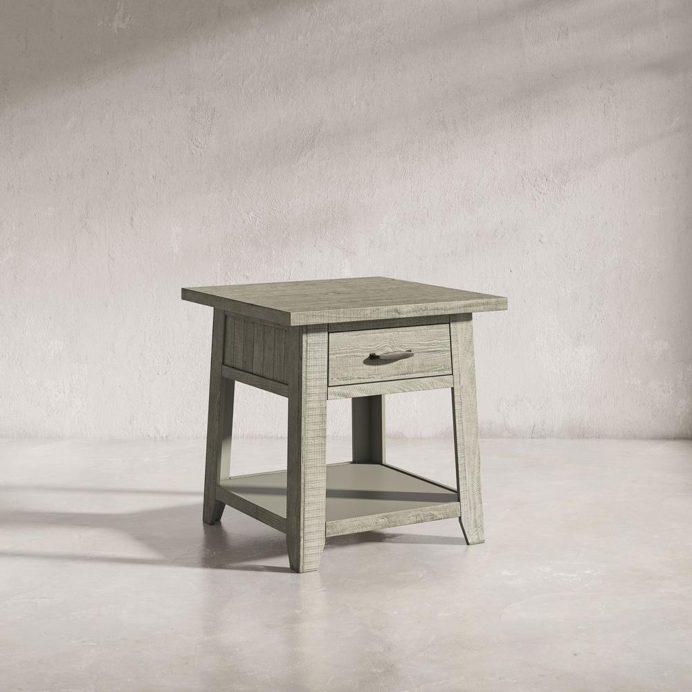 Rustic Distressed Acacia End Table with Storage. Picture 12
