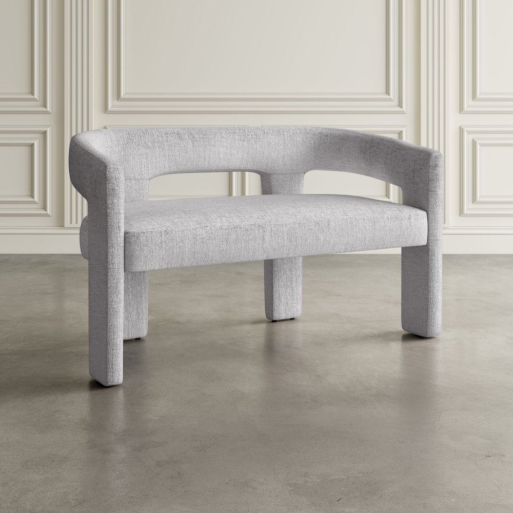 Gwen Modern Luxury Jacquard Fabric Upholstered Sculpture Bench. Picture 7