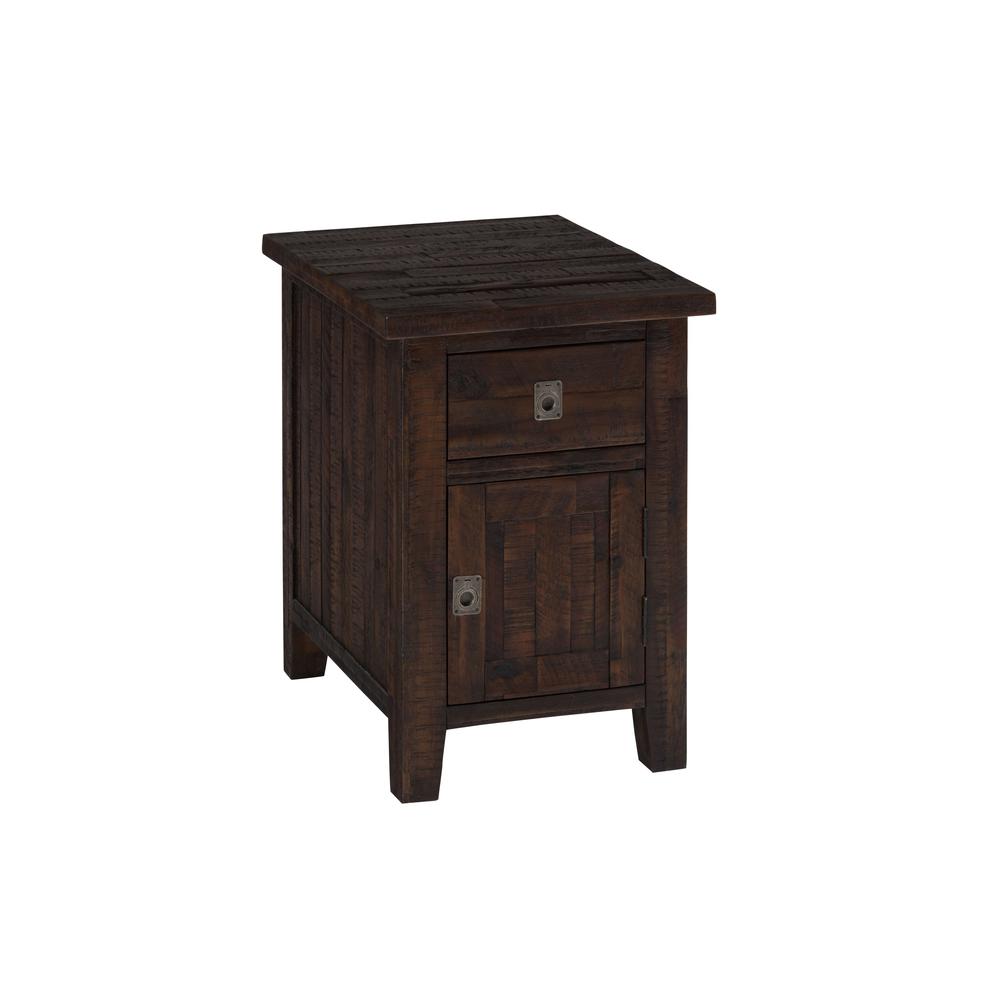 Kona Grove Distressed Rustic Solid Acacia Cabinet Chairside End Table with Storage, Chocolate Dark Brown. Picture 2