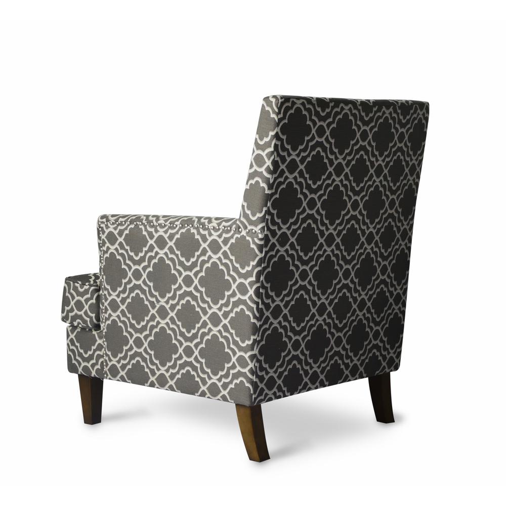 Contemporary Geometric Upholstered Accent Chair with Nailhead Trim. Picture 5