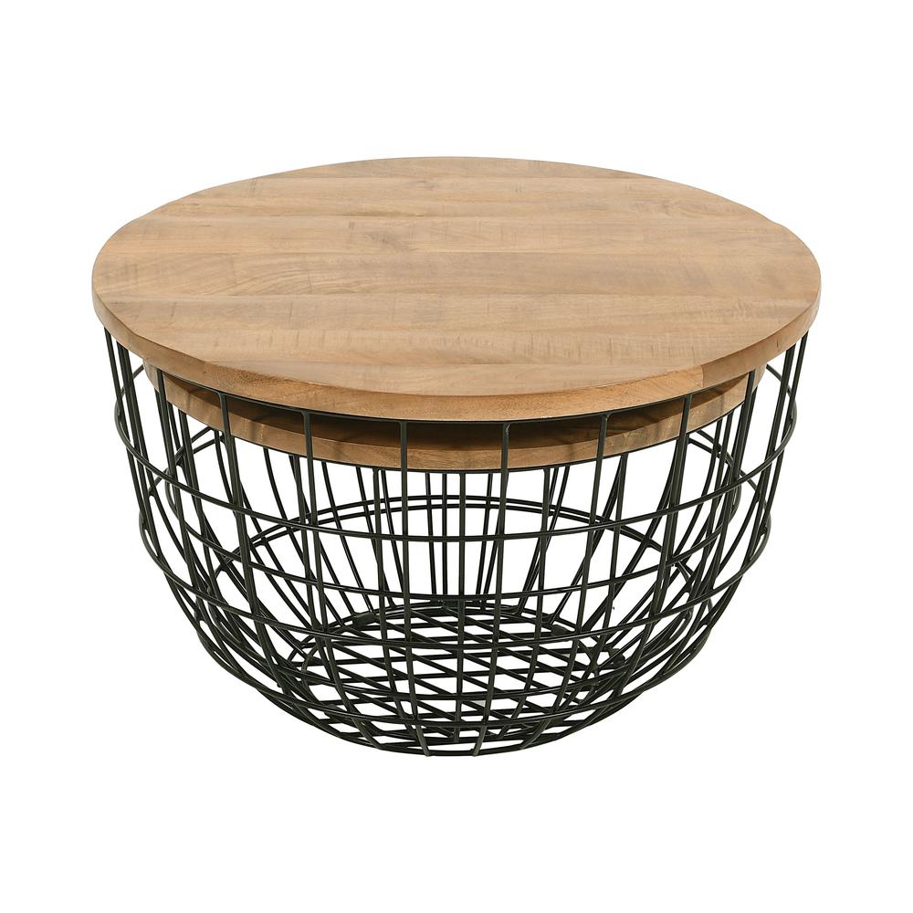 Rondo Nested Storage Solid Wood and Metal Basket Coffee Tables (Set of 2). Picture 6