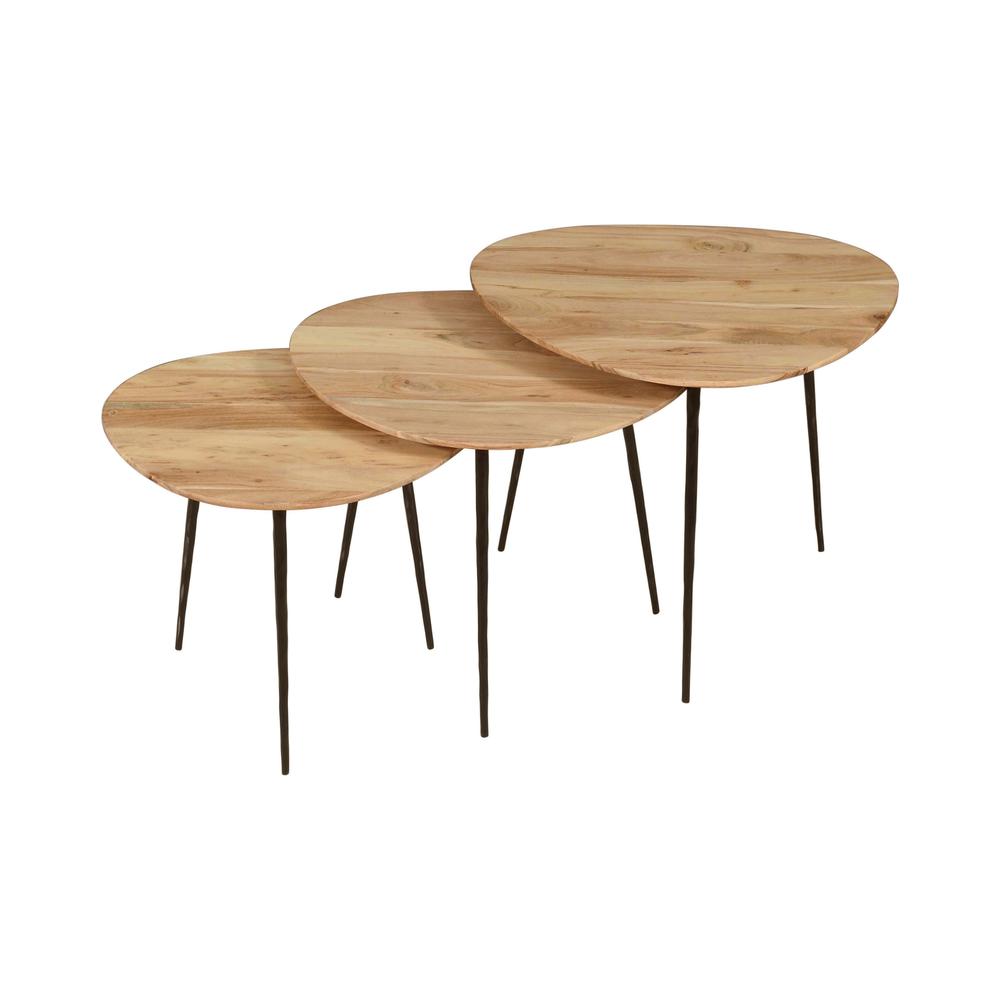 Contemporary Solid Acacia Wood Nesting End Tables (Set of 3). Picture 6