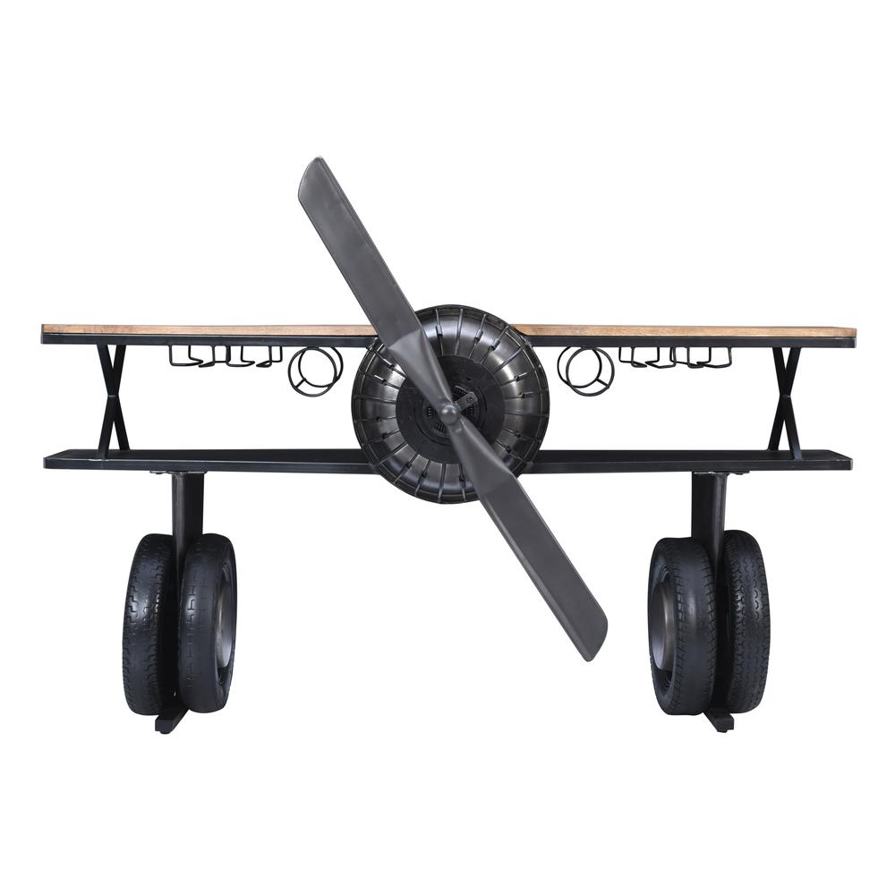 72" Airplane Bar Aviator Lounge Console Table, Reclaimed Hardware and Storage. Picture 7