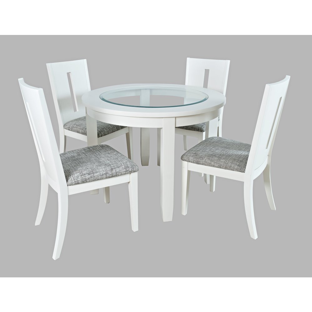 Urban Icon Contemporary 42" Round Five-Piece Dining Set with Upholstered Chairs. Picture 2