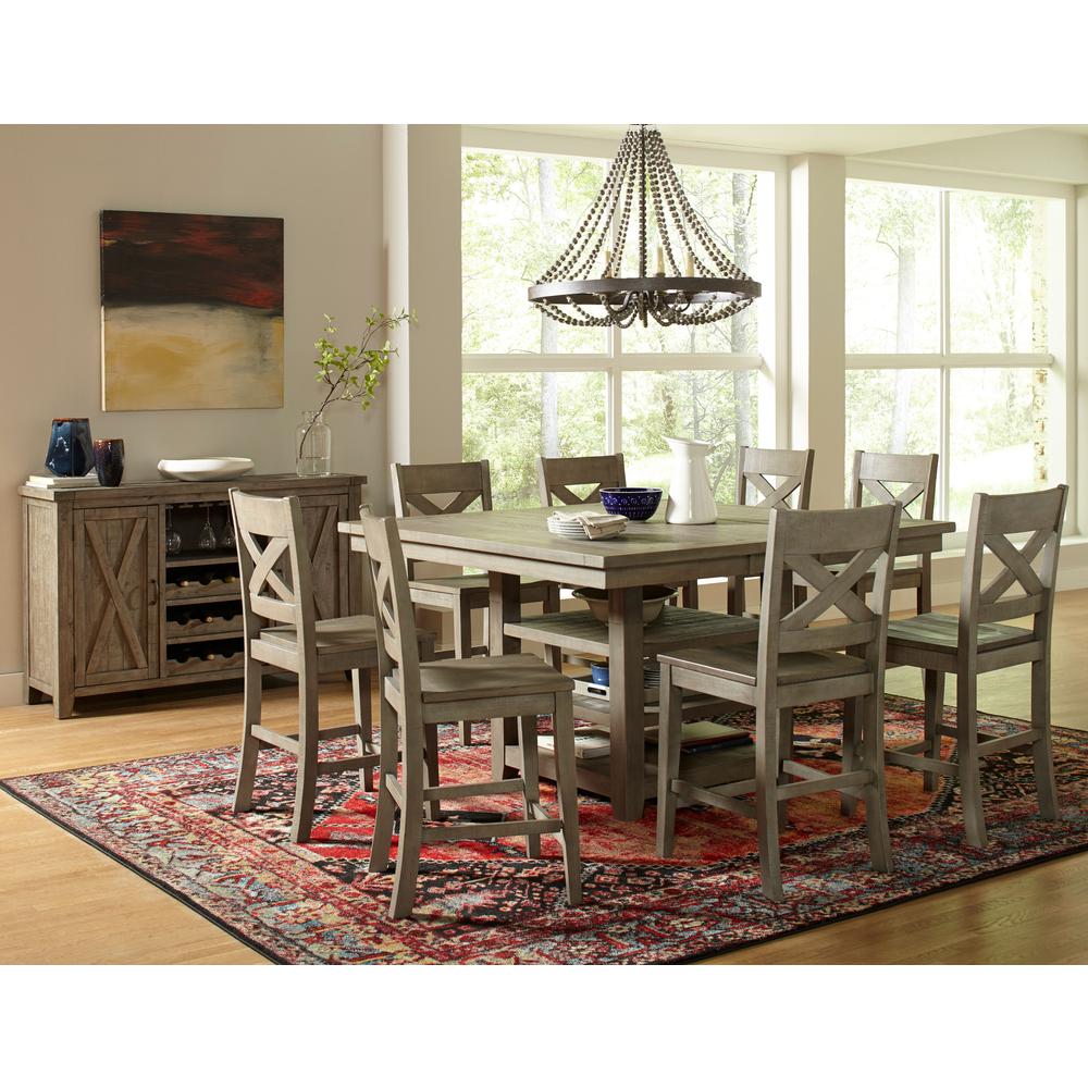 Coastal Reclaimed Pine 60" Nine-Piece Counter Height Dining Set. Picture 10