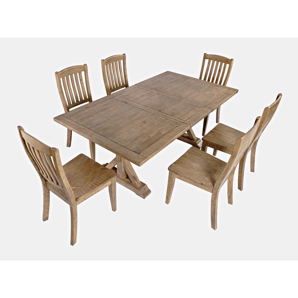 Solid Pine 78" Seven-Piece Dining Set with Slat Chairs. Picture 2