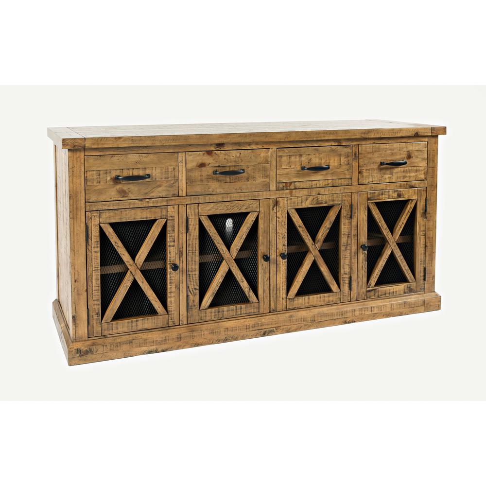 Rustic Distressed Pine Sideboard Buffet Hutch with LED Lights. Picture 10