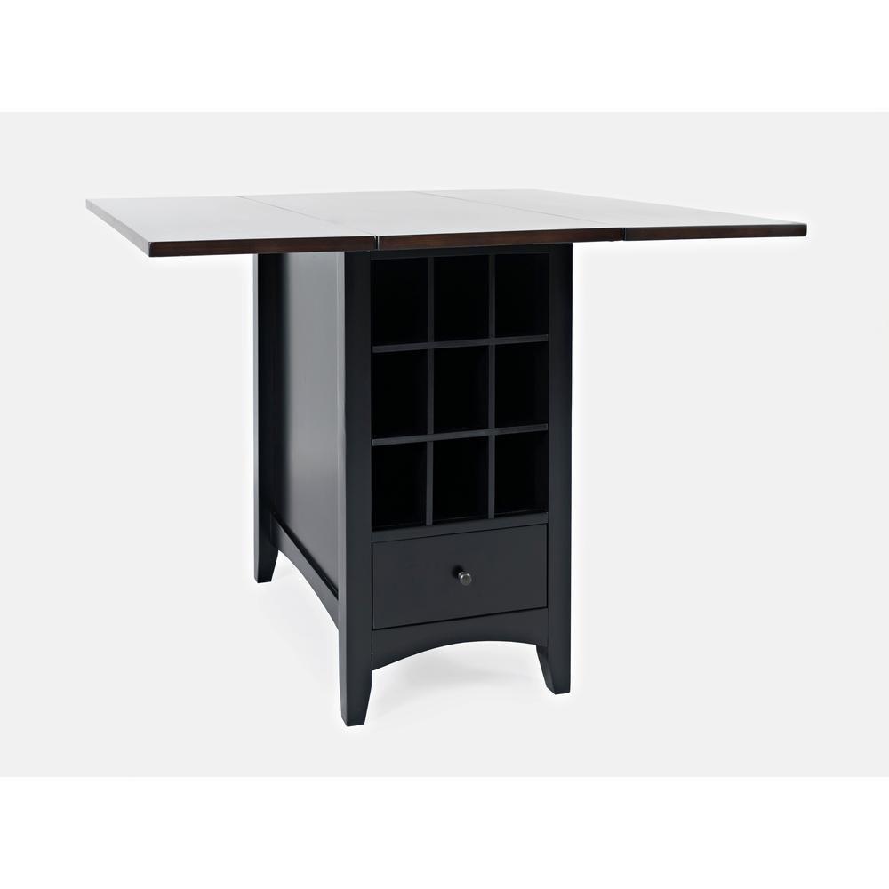 Farmhouse Storage Counter Drop Leaf Dining Table with Storage and Wine Rack. Picture 2