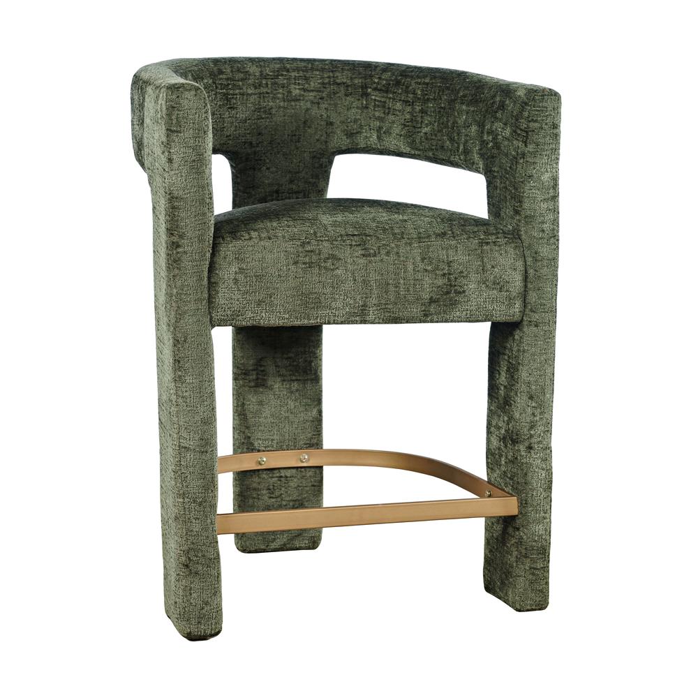 Gwen Modern Luxury Jacquard Fabric Upholstered Sculpture Counter Stool. Picture 2