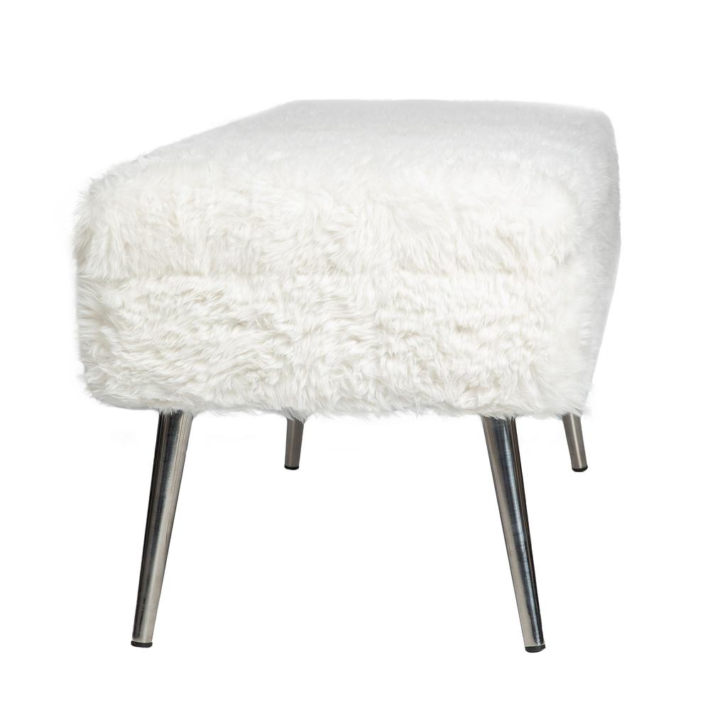 Luxury Plush Faux Fur Upholstered Storage Bench. Picture 8
