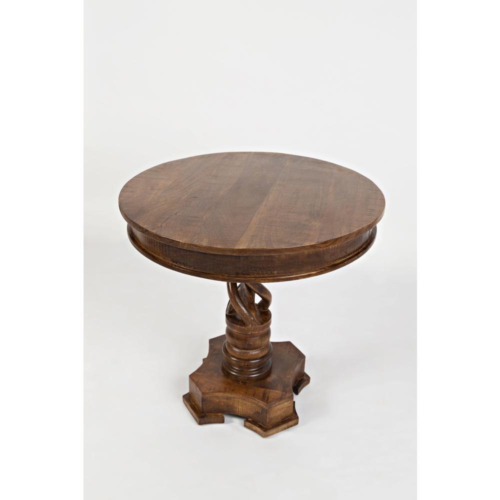 Hand Carved Solid Mango Wood Pedestal Table. Picture 9
