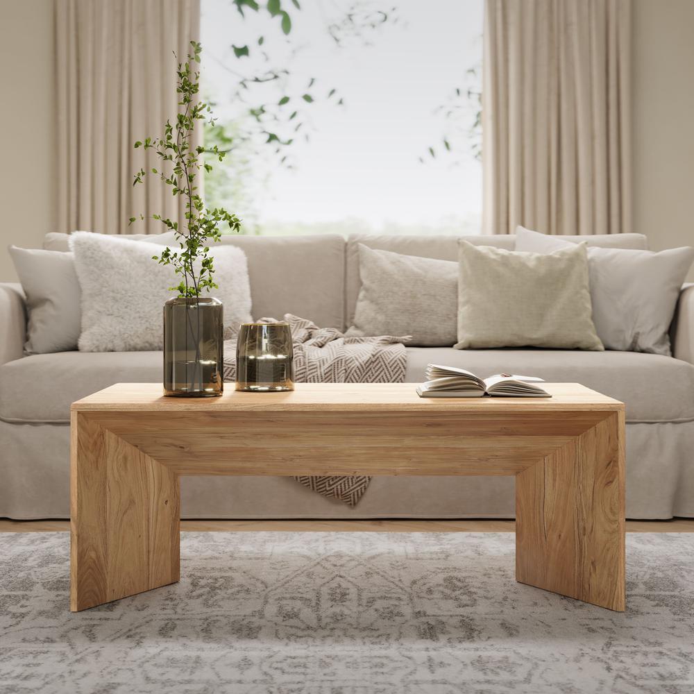 Lux Solid Wood 48" Modern Angled Coffee Table. Picture 6
