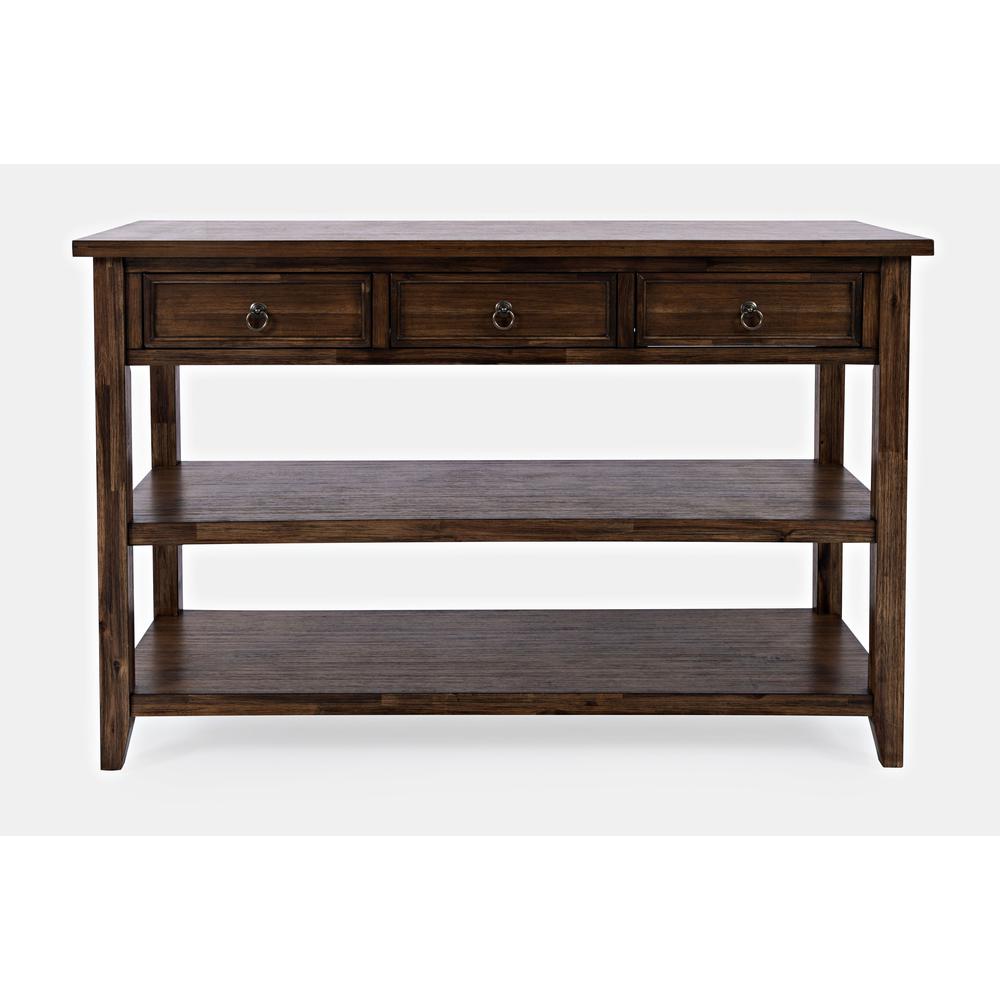 Mission Style  Sofa Table with Three Drawers. Picture 1