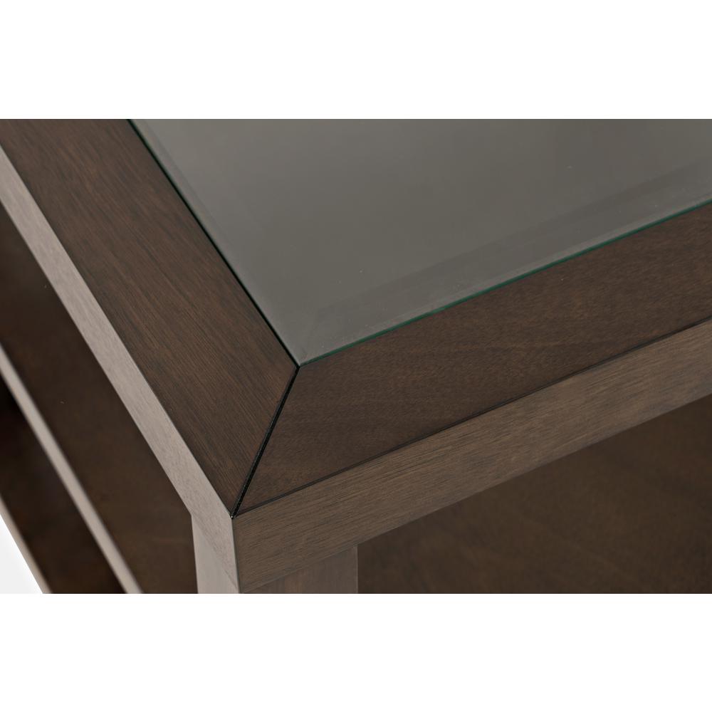 Contemporary Glass Inlay End Table with Storage. Picture 5