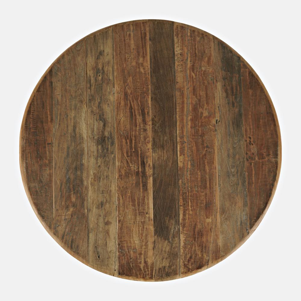 2" Rustic Reclaimed Solid Wood Round Dining Table. Picture 3
