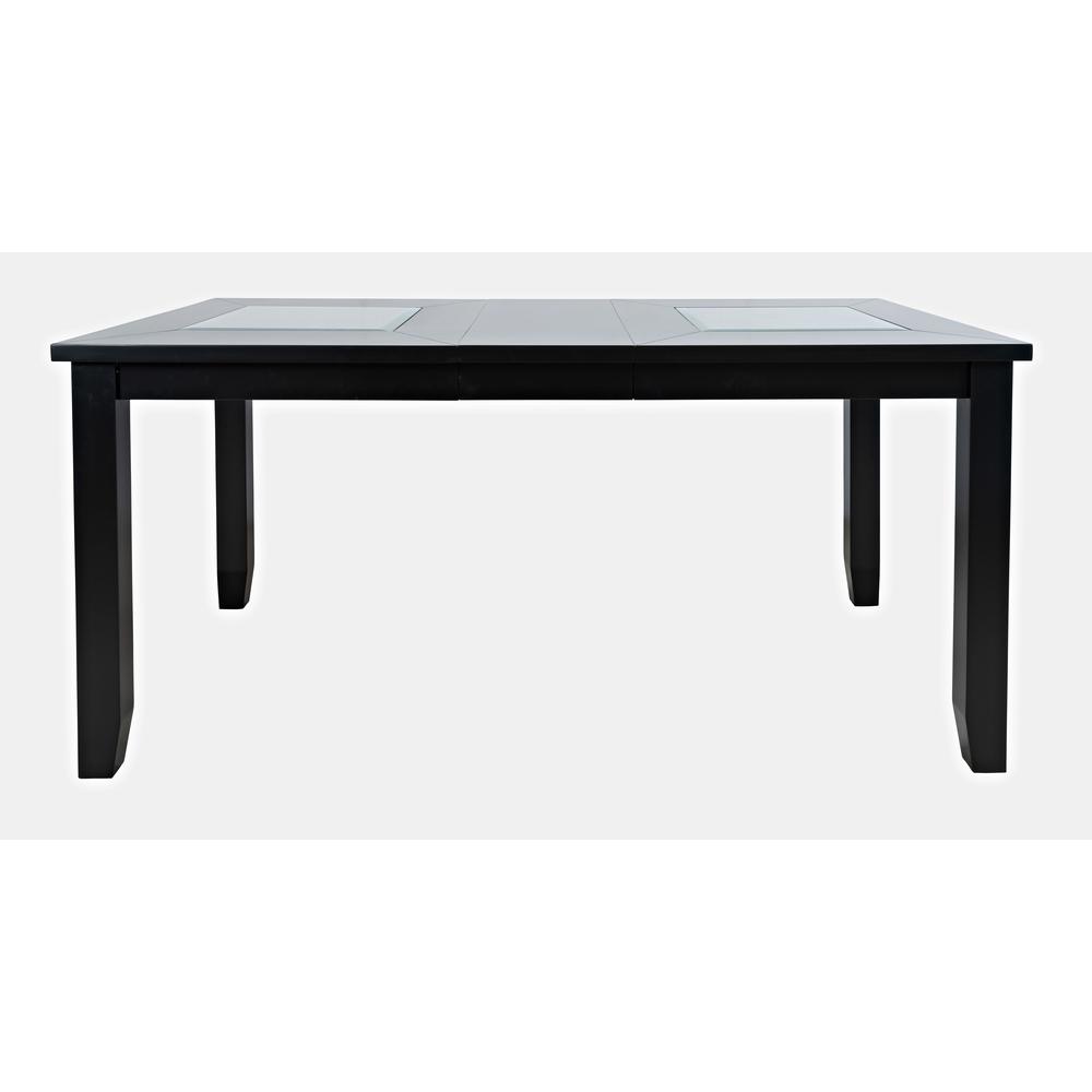 Contemporary 66" Extension Glass Inlay Dining Table. Picture 1