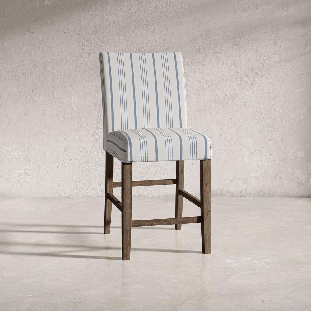 Coastal Wire-Brushed Acacia Upholstered Parsons Barstool (Set of 2). Picture 14