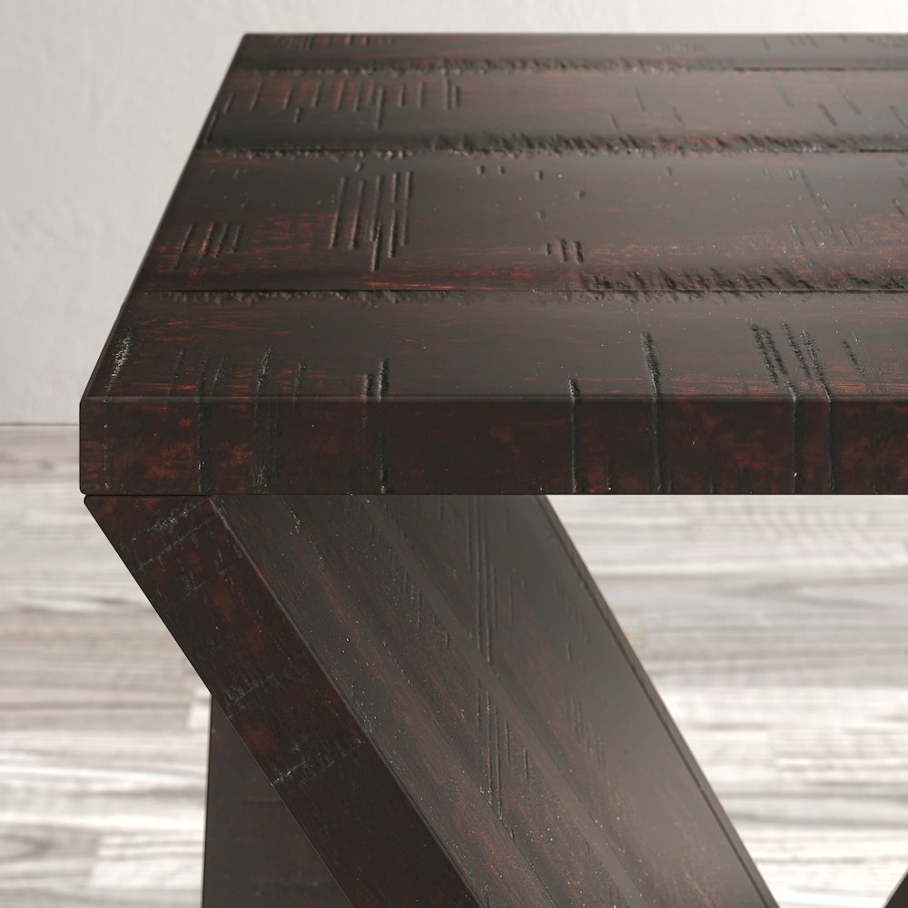 Global Archive Solid Mango Hardwood Modern Angled Jasper Table. Picture 4