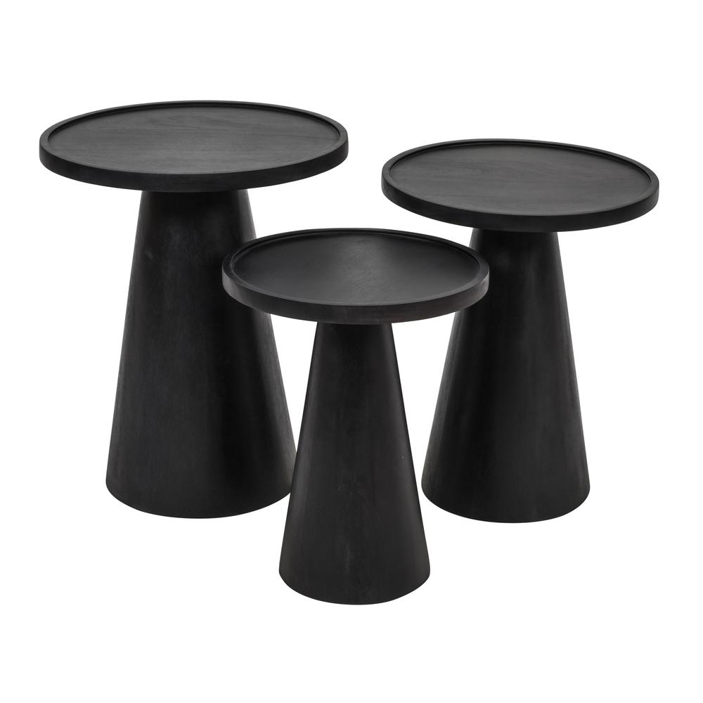 Knox Mid-Century Modern Solid Hardwood Round Accent Tables (Set of 3). Picture 2