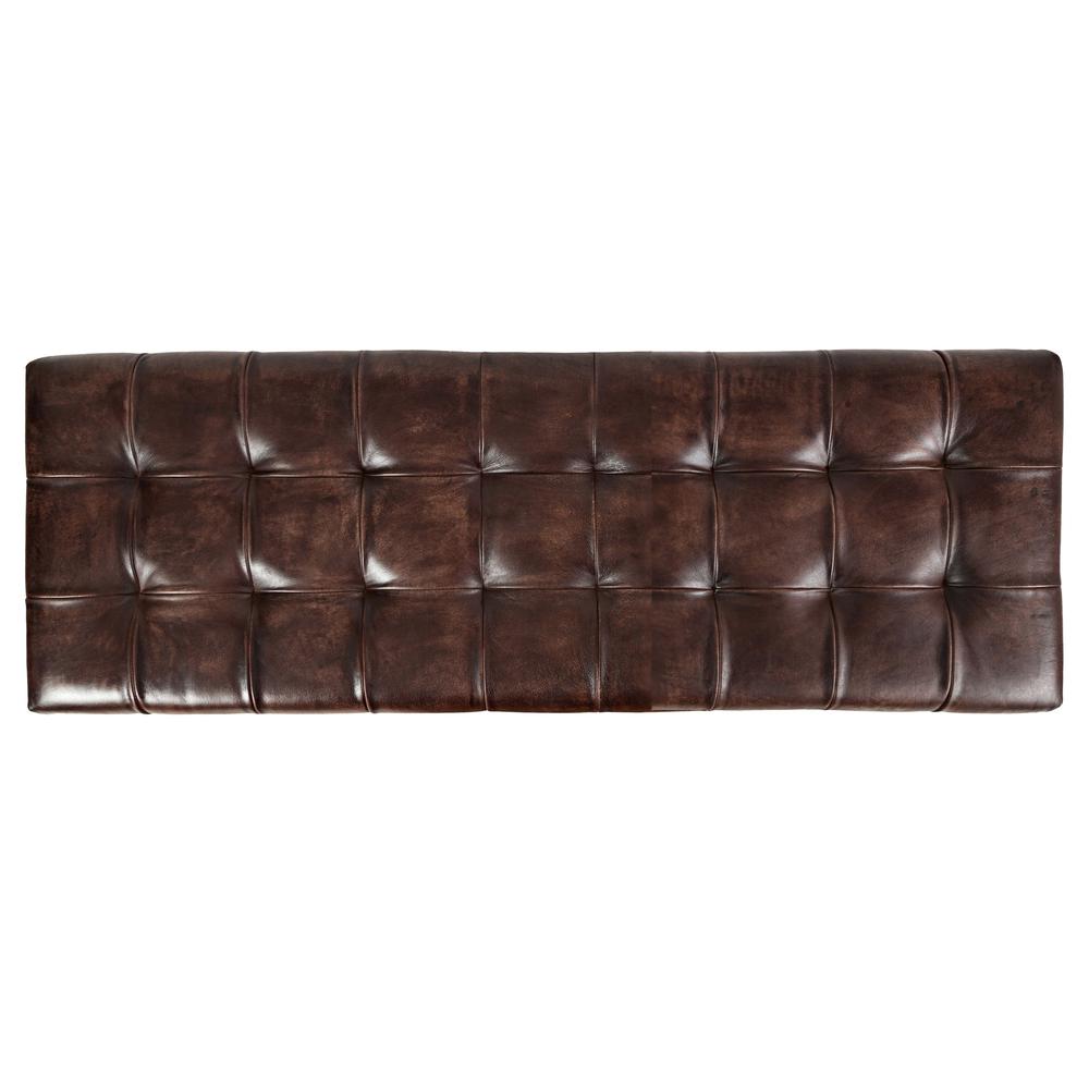 Global Archive 50" Genuine Distressed Leather Mid-Century Modern Ottoman Bench. Picture 3
