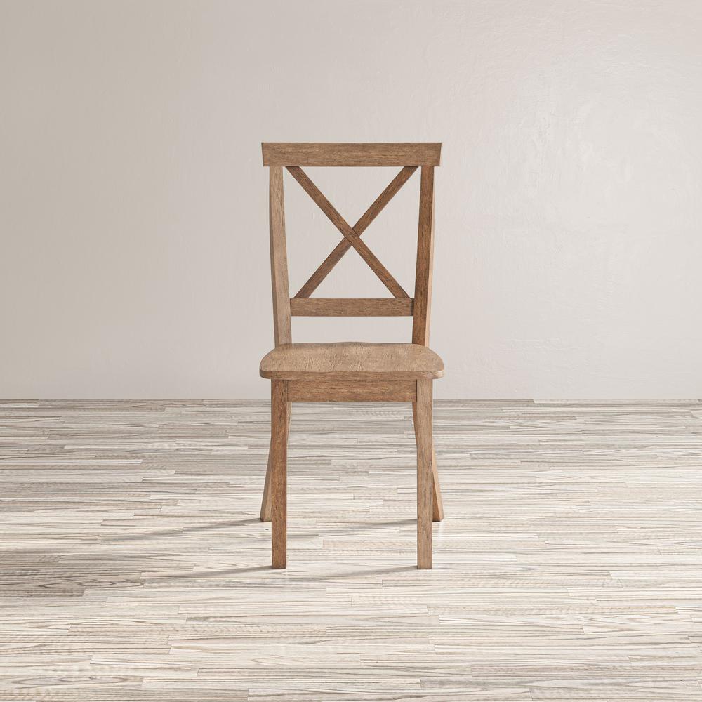Coastal Wire-Brushed Acacia X-Back Acacia Dining Chair (Set of 2). Picture 12