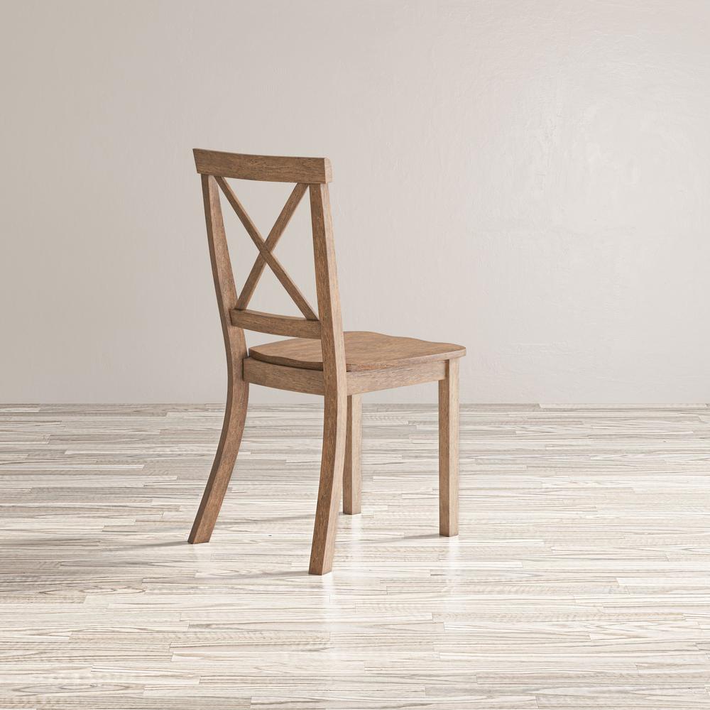 Coastal Wire-Brushed Acacia X-Back Acacia Dining Chair (Set of 2). Picture 3
