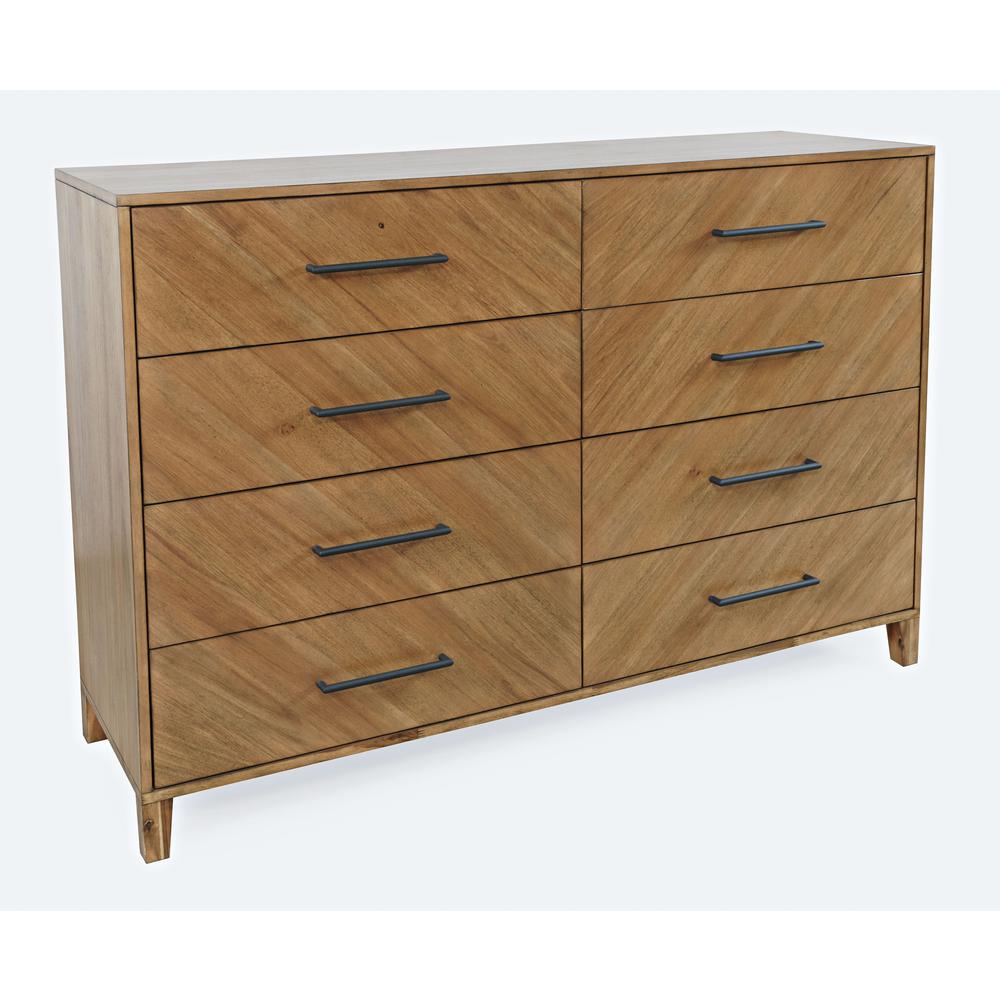 Eloquence Contemporary Modern 62" Dresser with Metal Hardware and Storage Drawers, Natural. Picture 2