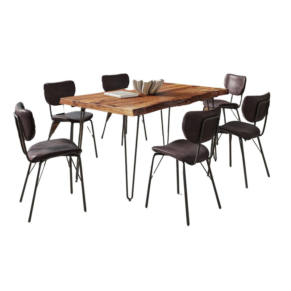 Modern Dining Set with Upholstered Contemporary Chairs - Chestnut and Dark Brown. Picture 2
