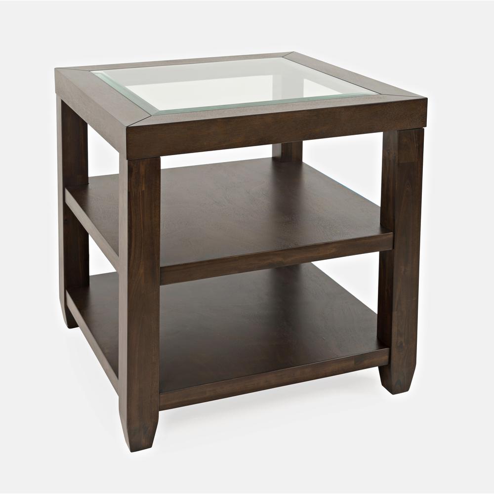 Contemporary Glass Inlay End Table with Storage. Picture 3