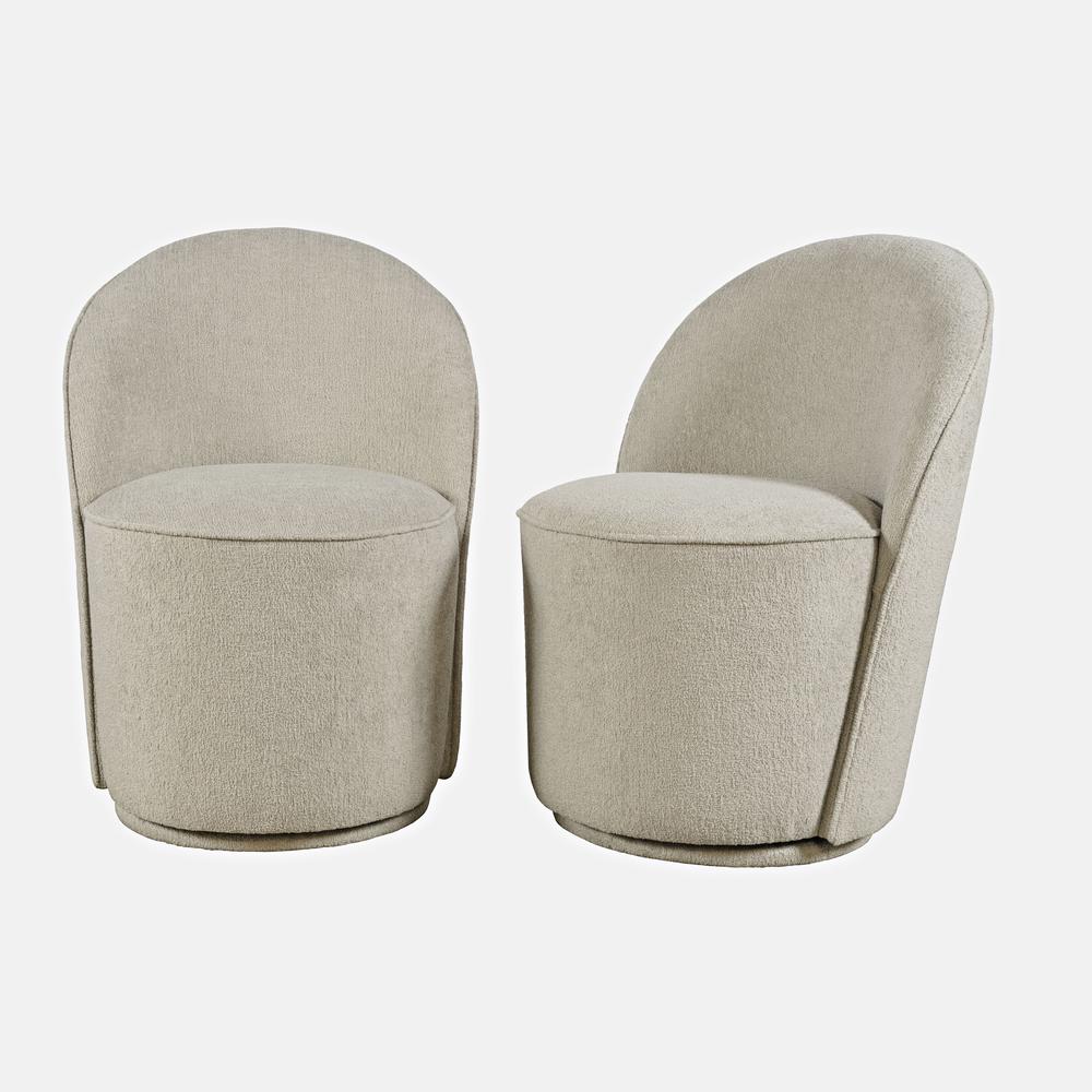 Mid-Century Modern Upholstered Swivel Dining Chair (Set of 2). Picture 6