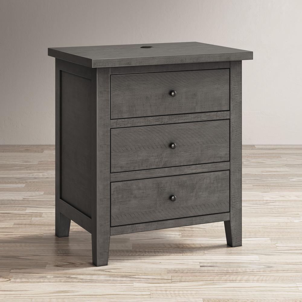 Contemporary Coastal Distressed Acacia USB Charging Nightstand. Picture 10