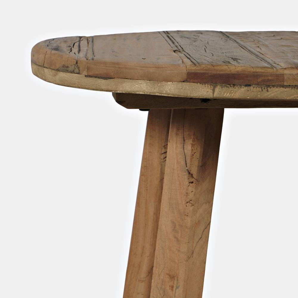 4" Round Rustic Reclaimed Solid Wood End Table. Picture 5