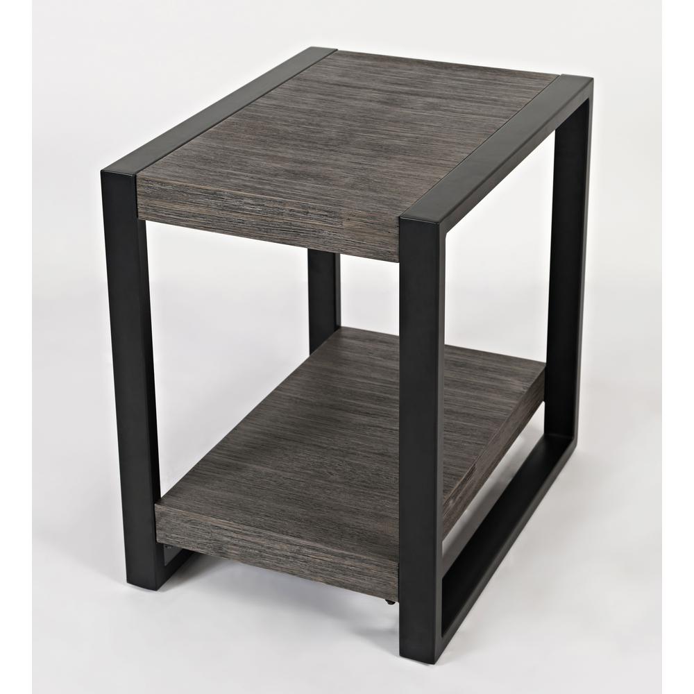 Modern Loft Iron and Wood Chairside Table. Picture 2