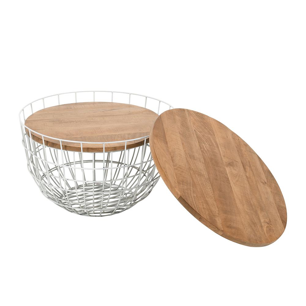 Rondo Nested Storage Solid Wood and Metal Basket Coffee Tables (Set of 2). Picture 6