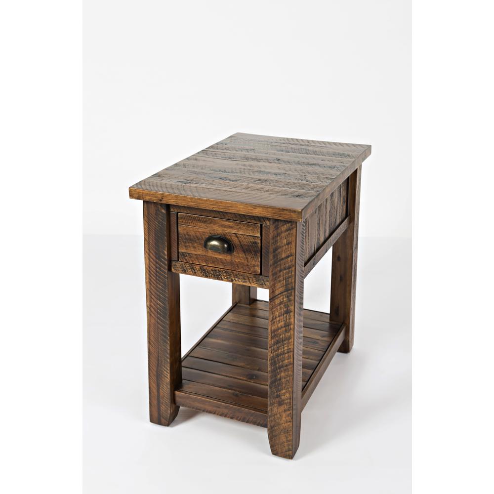 Rustic Farmhouse Distressed Acacia Chairside Table. Picture 2