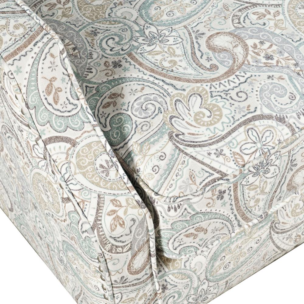 Paisley Fabric Transitional Upholstered Accent Chair with Nailhead Trim. Picture 4
