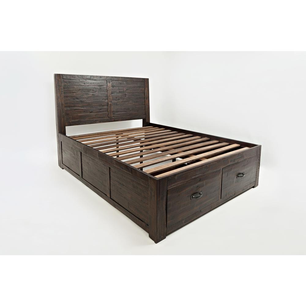 Rustic Distressed Acacia Queen Storage Bed. Picture 1