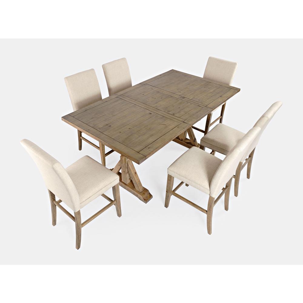 Solid Pine 78" Seven-Piece Counter Height Dining Set with Upholstered Chairs. Picture 4