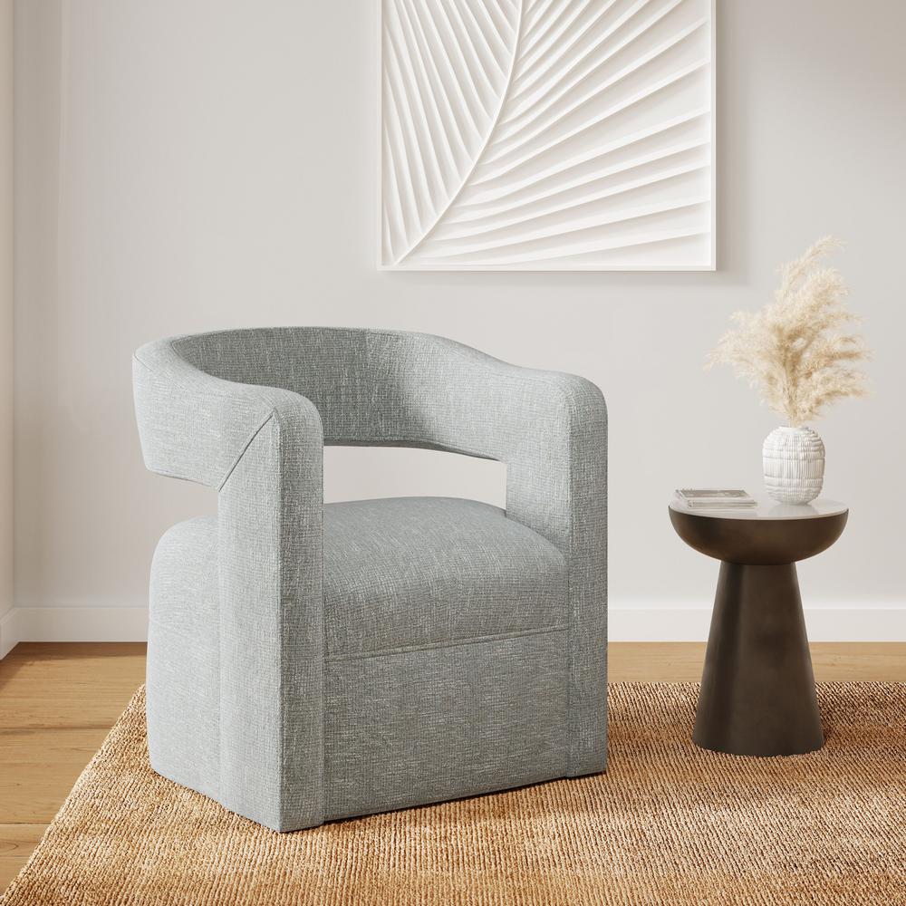 Modern Sculpted Curved Upholstered Swivel Accent Chair. Picture 9