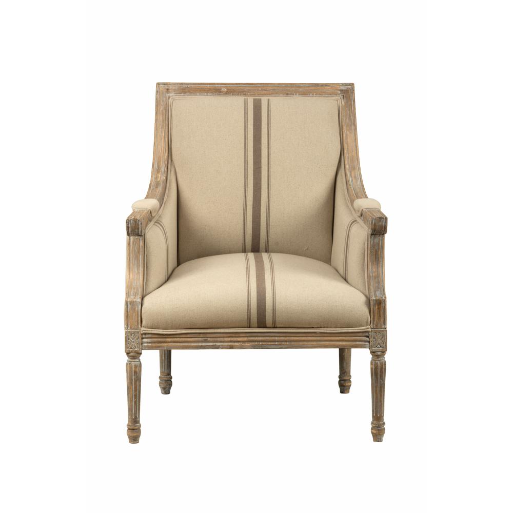 French Detailing Solid Wood Upholstered Accent Chair - KD. Picture 1
