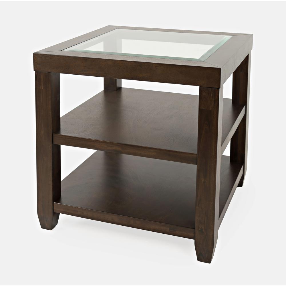 Contemporary Glass Inlay End Table with Storage. Picture 2