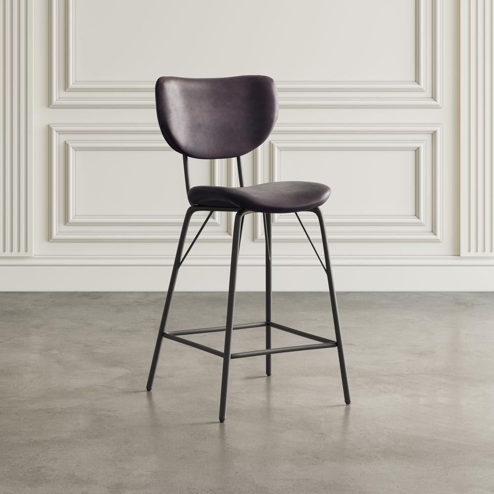Modern Faux Leather Split-Back Upholstered Counter Height Barstool (Set of 2). Picture 11
