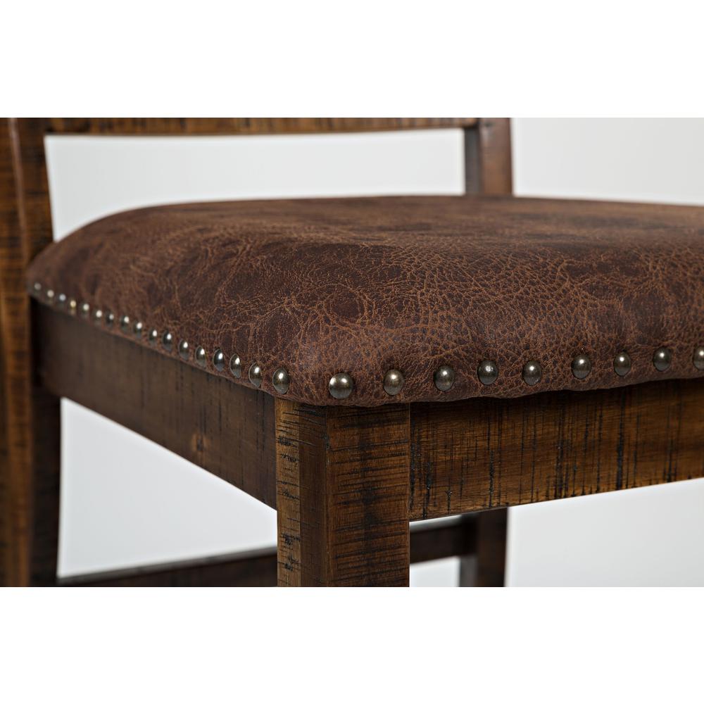 Distressed Industrial Nailhead Trim Upholstered Back Counter Stool (Set of 2). Picture 6
