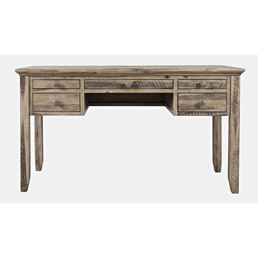 Coastal Style Distressed Acacia USB Charging Desk. Picture 1